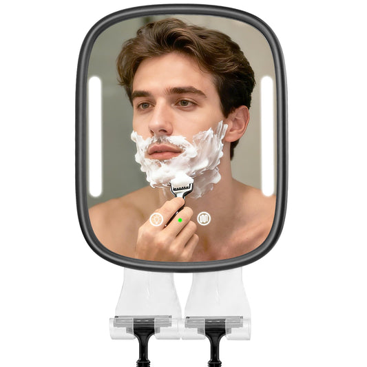 Showvigor anti-fog shower mirror with LED light for precise shaving in steam