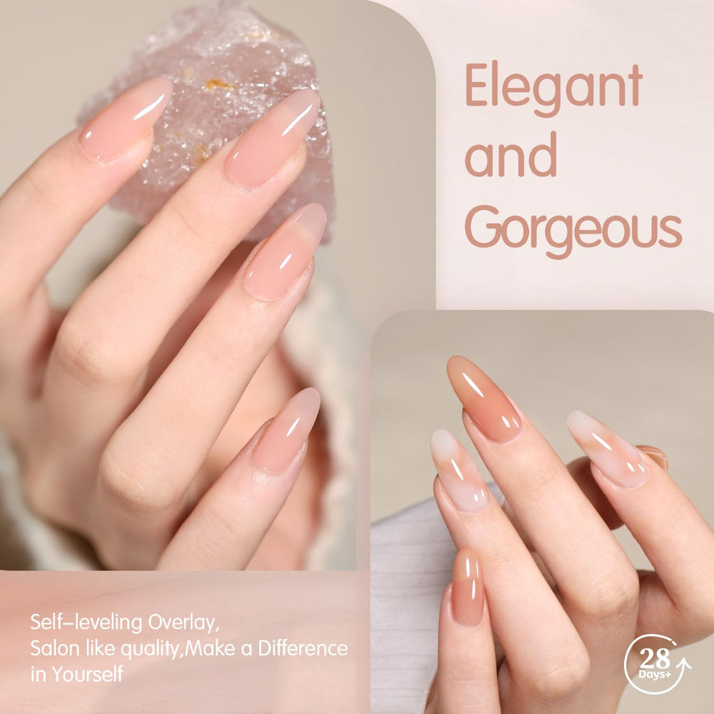 SHOYUM Jelly Nude nail art swirls for stylish designs.