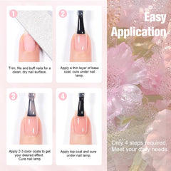 SHOYUM Jelly Pink base and top coats help seal and shine finishes.