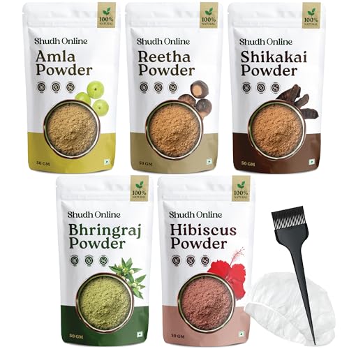 Shudh Online Bhringraj hair mask powder for nourished-looking strands.