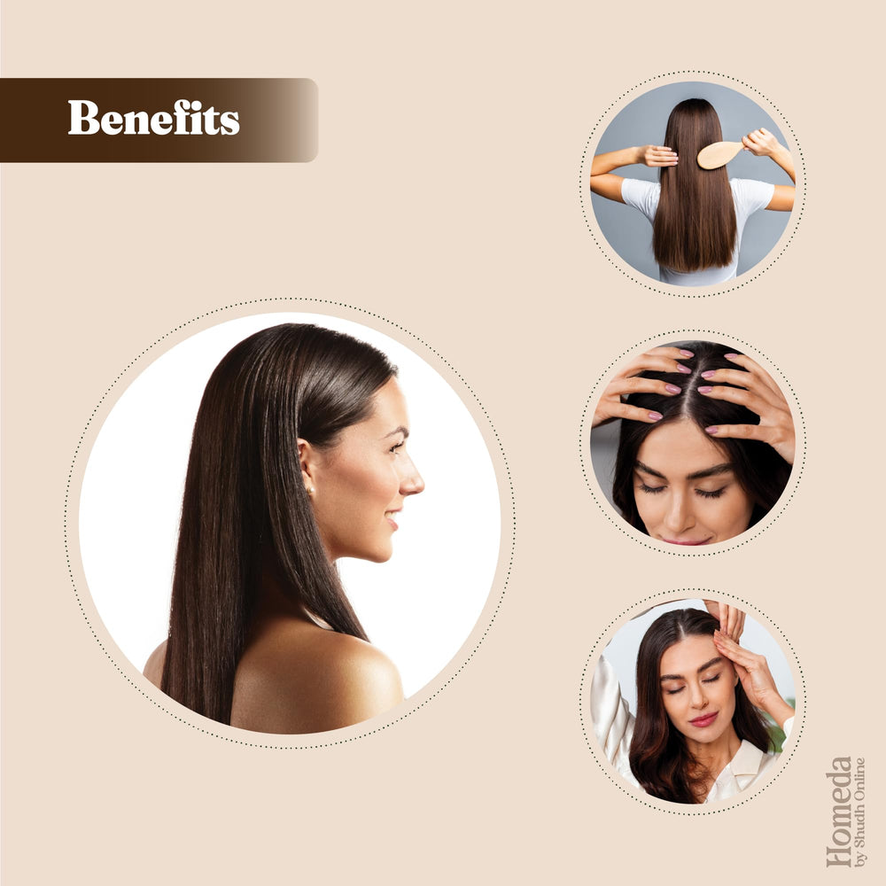 Shudh Online Hibiscus powder adds natural shine to hair.