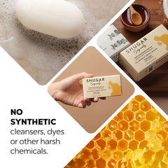 Shugar Soapworks Oatmeal & Honey bar gentle cleanser for daily use.