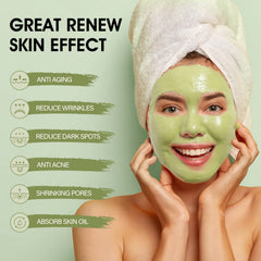 SHVYOG Green Tea Face Mask applied on face demonstrates even coverage and soothing feel.