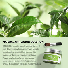 SHVYOG Green Tea Face Mask pore-minimization close-up with smooth skin impression.