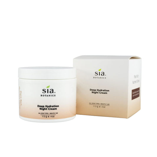 Sia Botanics Deep Hydration Night Cream jar front for hydrated skin