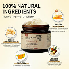 Close-up of whipped balm texture for fast absorption on skin.