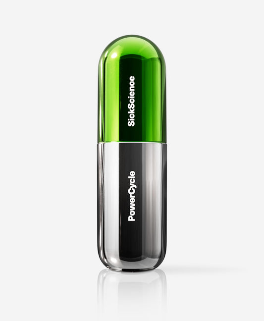 SickScience PowerCycle serum bottle ready for lightweight scalp care routine