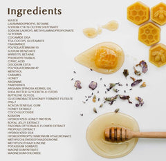 Sidefield Organic Beauty Oils close-up emphasizes argan oil and royal jelly benefits.