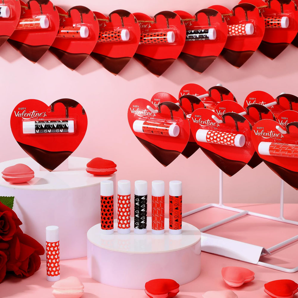 Siifert Valentine lip balms arranged as charming party favors