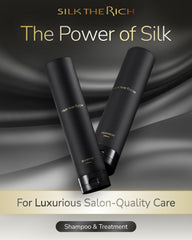 SILK THE RICH conditioner bottle close-up for smoother, softer hair