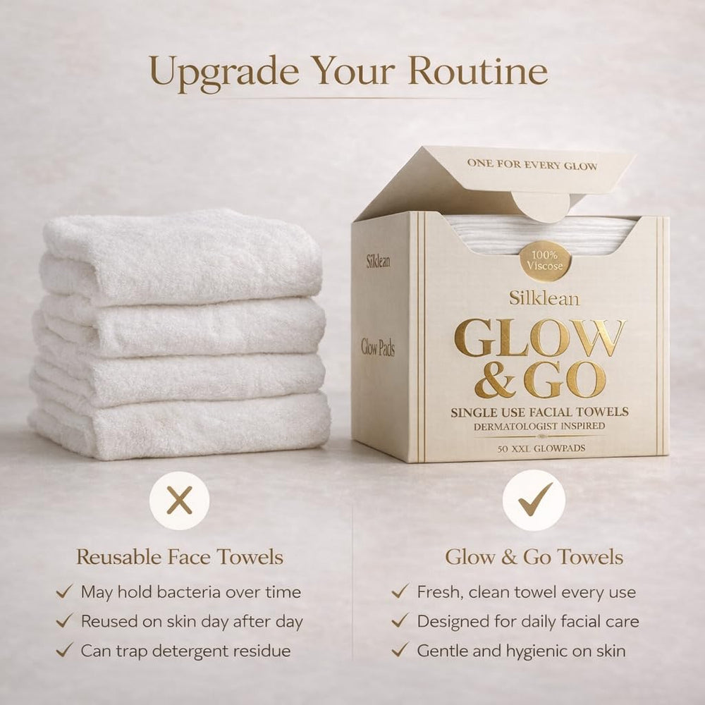 Silklean Glow Go single-use packaging for hygienic daily use.