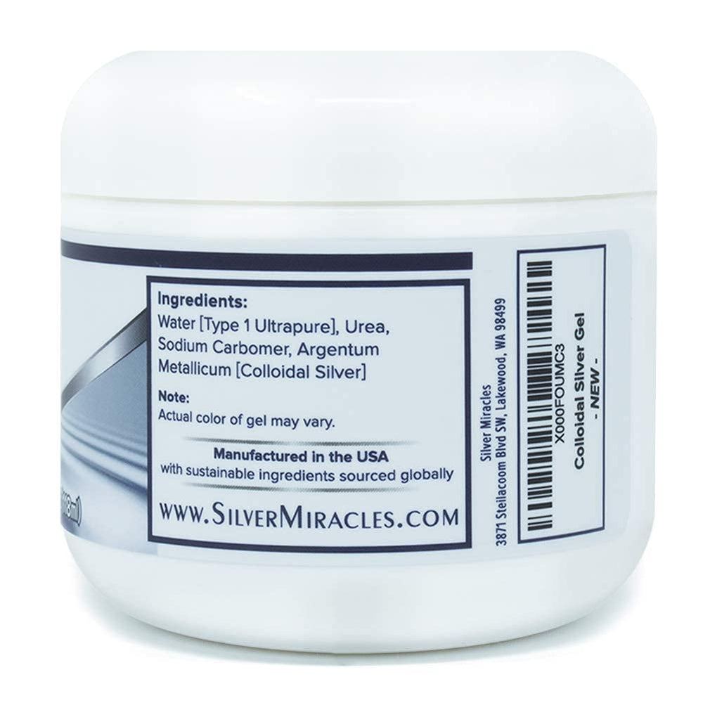 Silver Miracles gel jar closeup highlighting pure silver for gentle wound care