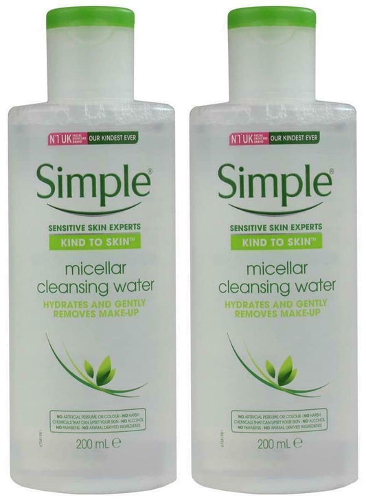 Simple Micellar Cleansing Water bottle for gentle makeup removal and hydration