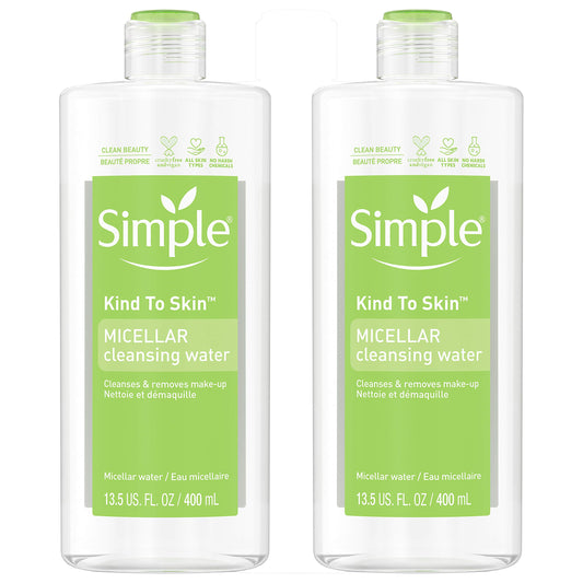 Simple Micellar Cleansing Water bottle front with gentle formula for all skin types