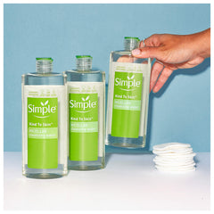Simple Micellar Cleansing Water hydrated skin closeup demonstrating instant refreshment