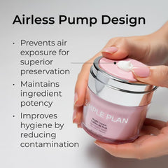Simple Plan Night Cream packaging on vanity emphasizes premium skincare routine.
