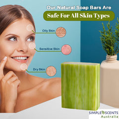 Simple Scents Australia Coastal Woods bar enriched with shea butter for smooth skin.