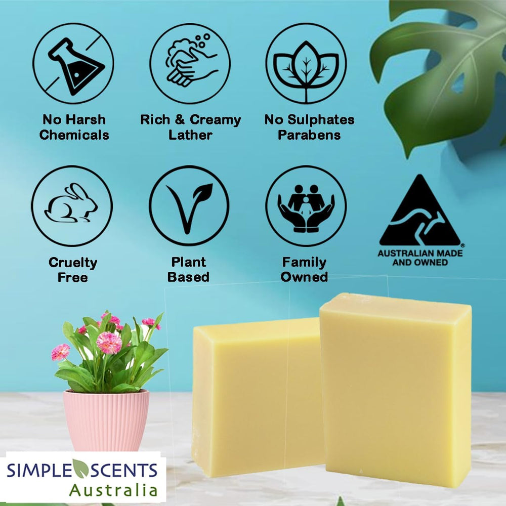 Shea butter enriched honeysuckle soap bar from Simple Scents Australia.