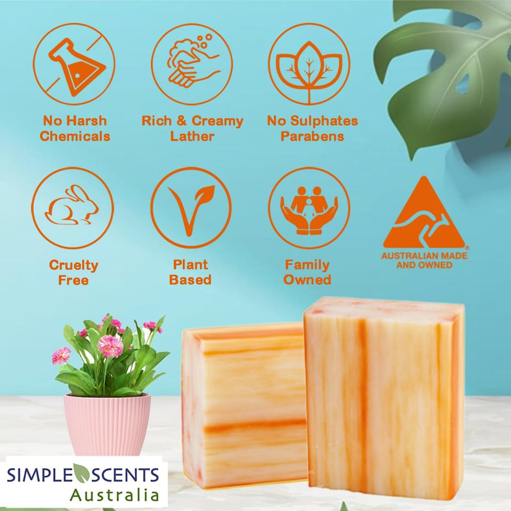 Simple Scents Australia Melon Strawberry bar delivers fresh fruity scent and gentle cleanse