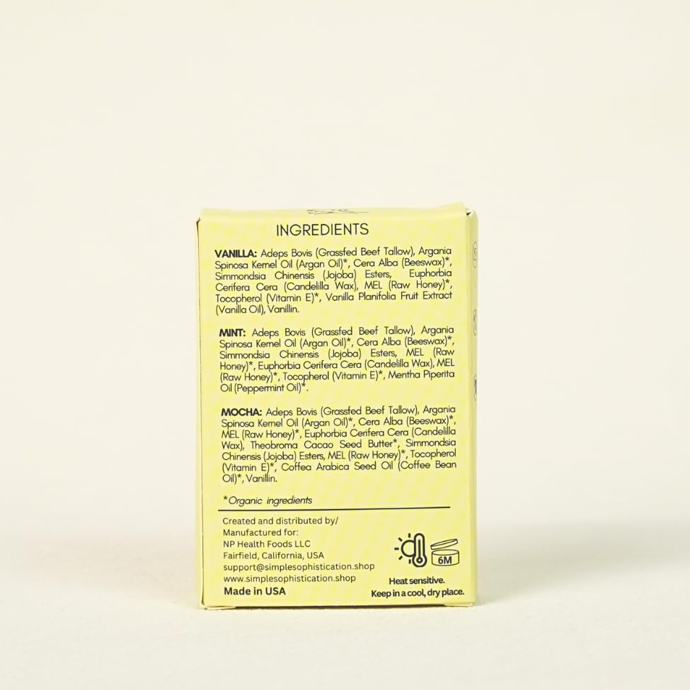 Simple Sophistication grassfed tallow and beeswax ingredient detail