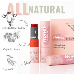 Simple Sophistication lip balm texture swirl highlighting natural ingredients.
