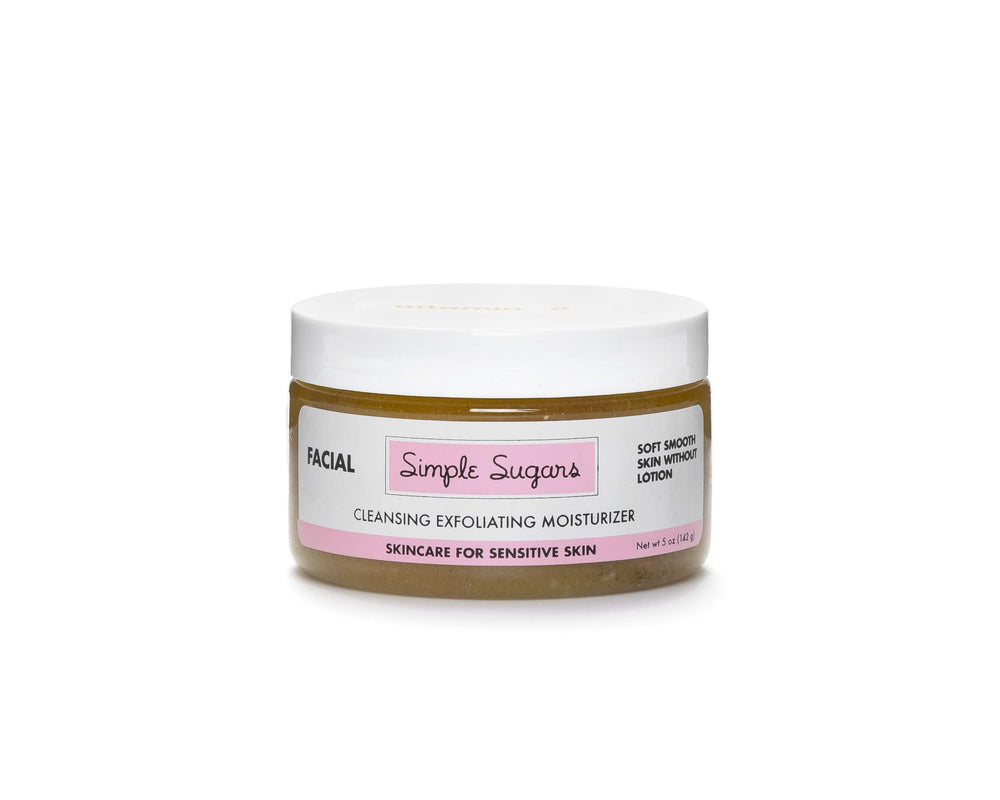 Simple Sugars Vitamin C Facial scrub texture suggests soft, hydrated skin after use.