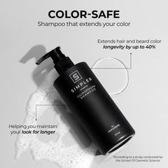 SIMPLER HAIR COLOR Men Mountain Spice lather demonstrates color-safe cleansing for dyed hair.