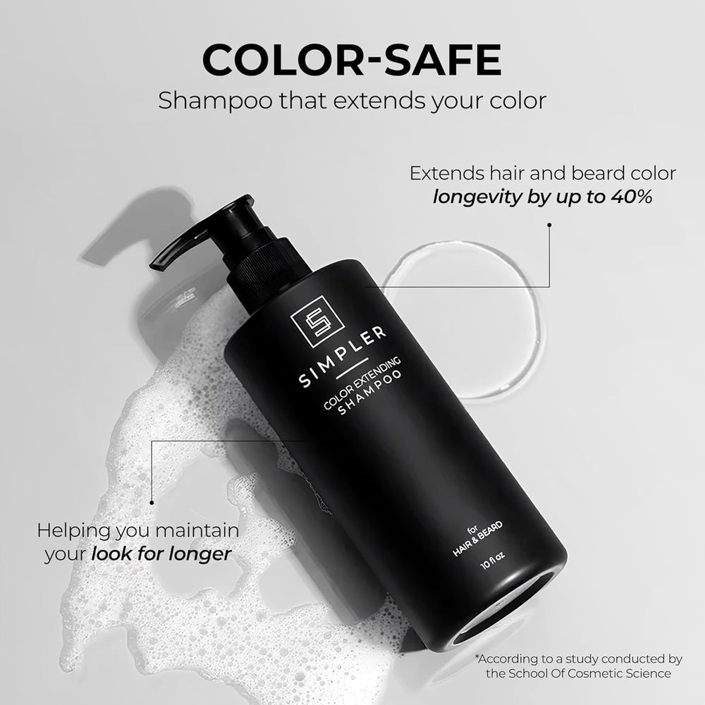 SIMPLER HAIR COLOR Shampoo in shower application creating rich lather for color care.