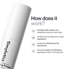 Simpletics Texturizing Powder dispense shot highlighting root lift
