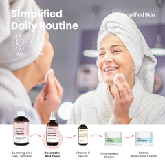 Simplified Skin Rose Water Spray spray nozzle in action for easy use.