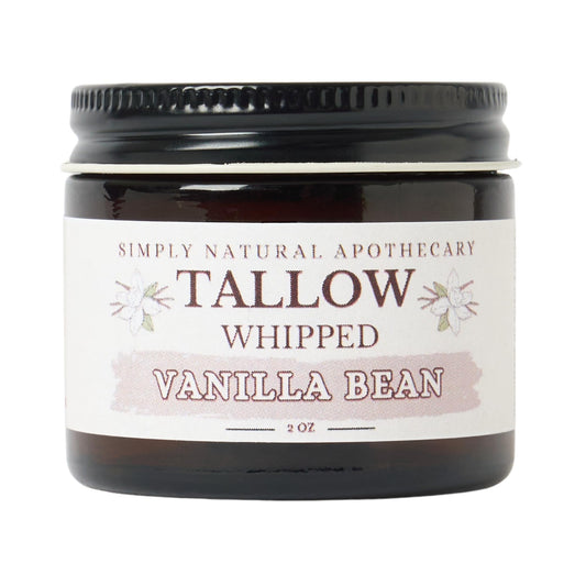 Simply Natural Apothecary beef tallow face jar, deeply hydrating for dry skin.