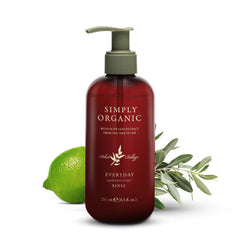 SIMPLY ORGANIC Hair & Scalp Rinse bottle front for daily detangling and hydration.