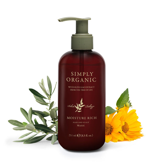 SIMPLY ORGANIC Nourishing Hair Deep Shampoo bottle on shelf delivering gentle cleansing and hydration.