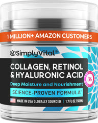 SimplyVital anti-aging moisturizer bottle with retinol for smoother skin.