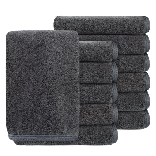 SINLAND absorbent coral velvet washcloth in 12x12 inch size for quick drying and gentle cleansing.