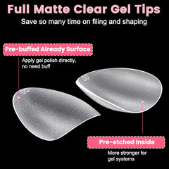 SINOKAME almond nail tips clear gel appearance for near-invisible enhancement.