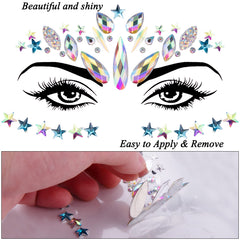 SIQUK crystal face stickers with varied shapes for bold party styles