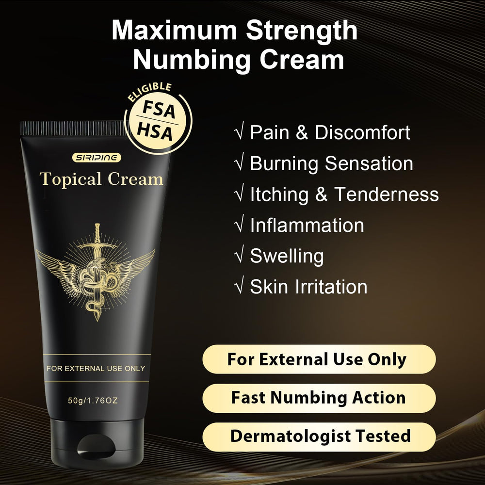 Siripine Numbing Cream fragrance-free formula supports sensitive skin during daily routines.