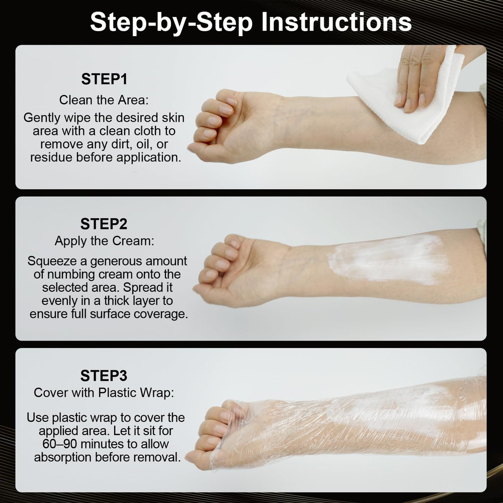 Siripine Numbing Cream texture demonstrates quick absorption and a soft, non-greasy finish.