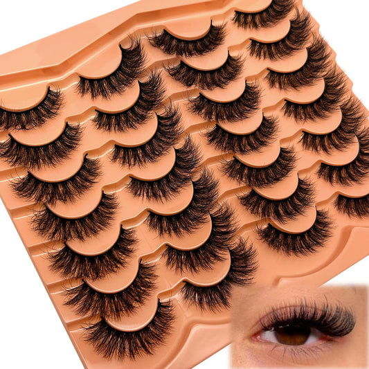 SISIYDY Mink Lashes Wispy Short Cat Eye 14-Pair Pack for a natural, eye-defined look
