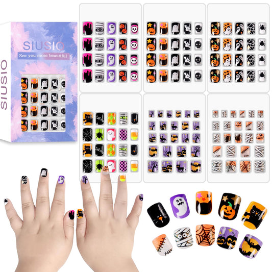 SIUSIO kids press-on nails gradient rainbow pack for playful manicures