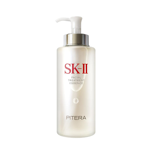 SK-II Facial Treatment Essence bottle close-up highlighting PITERA-rich formula for radiant, hydrated skin.