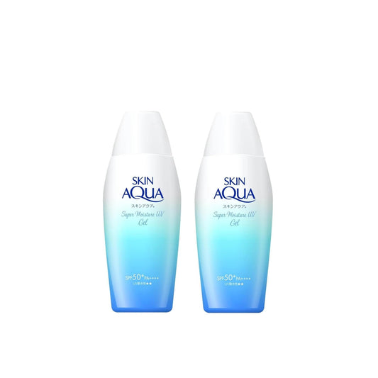 Skin Aqua UV Super Moisture Gel bottle shows hydrating sunscreen for everyday use.