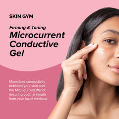 Skin Gym conductive gel on hands, showcasing silky texture and hydration