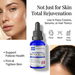 Skin Perfection bottle with dropper emphasizes controlled application and convenience.