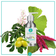 Ingredients list closeup features amaranth and botanicals for antioxidant support.