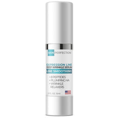 Skin Perfection multi-peptide serum bottle pour highlights easy daily application