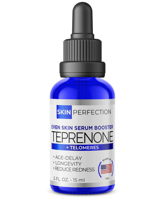 Skin Perfection Teprenone Serum Booster bottle close-up highlighting hydration