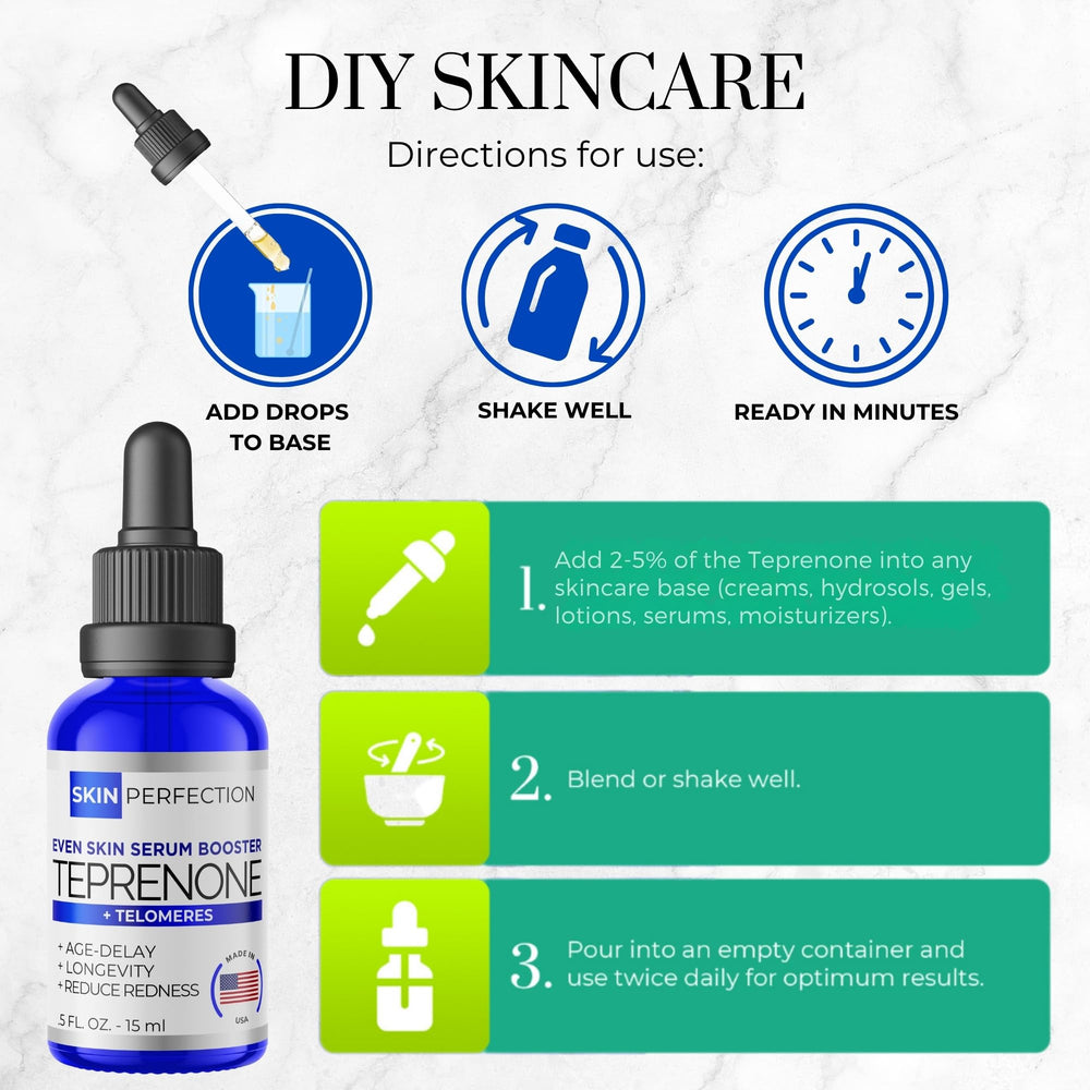 Daily routine setup featuring Skin Perfection Teprenone Serum Booster