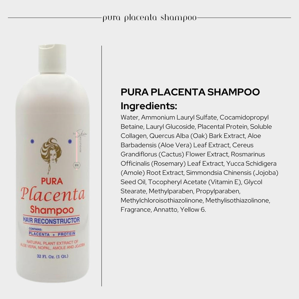 Skin Revolution Cabellina Pura Placenta Shampoo back label with ingredients and usage